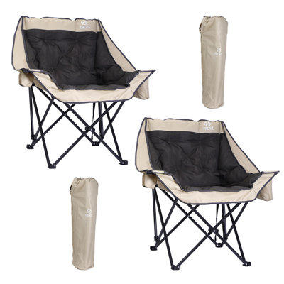 Oversized Padded Camping Chair with Cooler Bag, Cup Holder, Heavy-Duty Support up to 400LB (2 Pack) by Arlmont & Co.