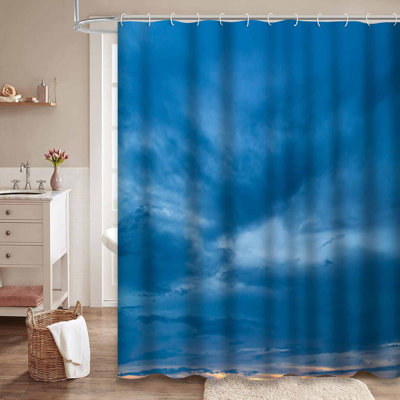 Sunset Sky Cloud Dark Dusk Night Blue Shower Curtain with 12 Hooks