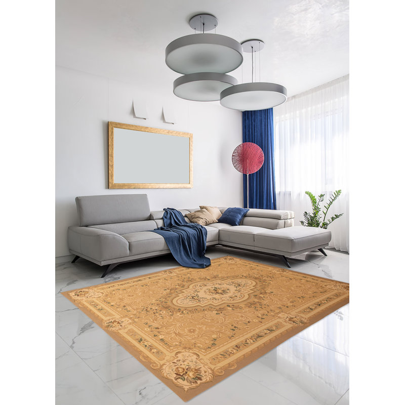 Tapisserie française kilim brun clair 9 pi 10 po x 14 pi 2 po