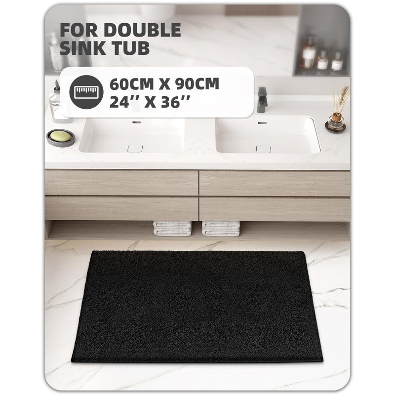 Tapis pour salle de bain Flett, Noir, L 24 po x L 36 po