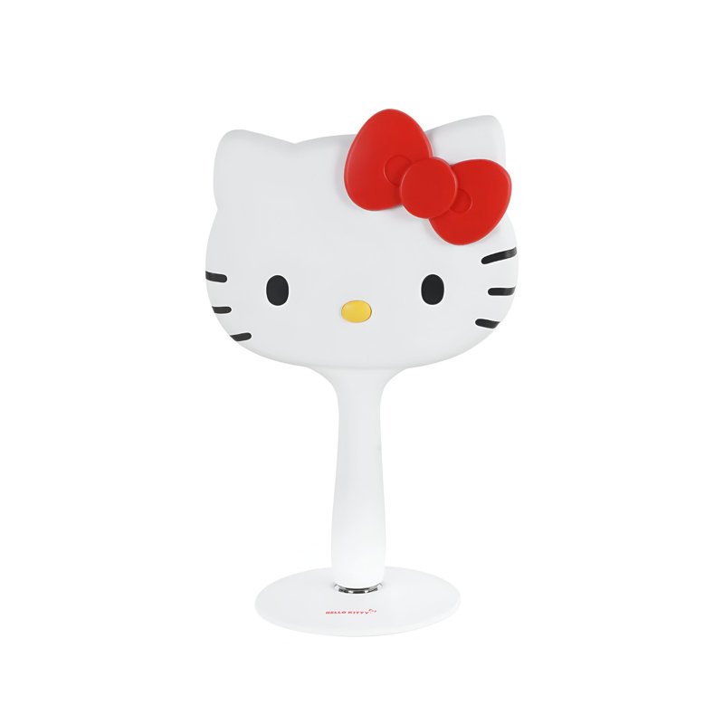 Hello Kitty LED Handheld Makeup Mirror With Magnetic Ball Standing Base, Velvety Soft Touch Finish,