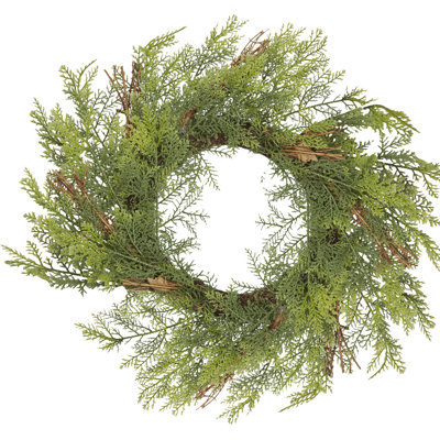 24" Two-Tone Cedar and Natural Twigs Artificial Christmas Wreath - Unlit