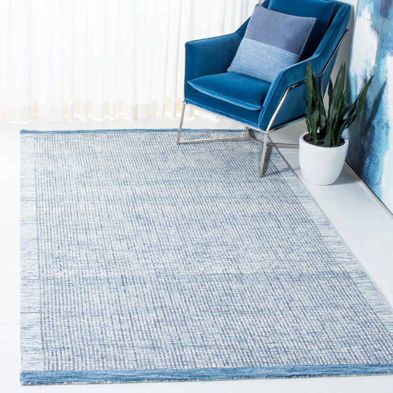 Baer Hand Tufted Wool/Cotton Rug in Ivory/Blue, Rectangle 8' x 10'