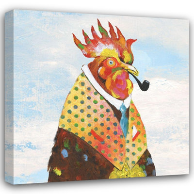 ArtDirect Tava Studios Gallery Wrapped Canvas Art Titled: Groovy Rooster and Sky