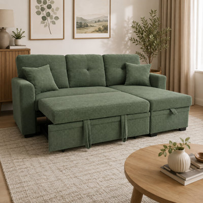 Sectional Sleeper Sofa with Pull Out Bed and Storage Chaise