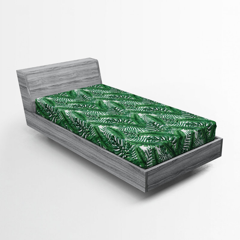 Microfiber Floral Fitted Sheet, Full Fitted Sheet, Green Floral