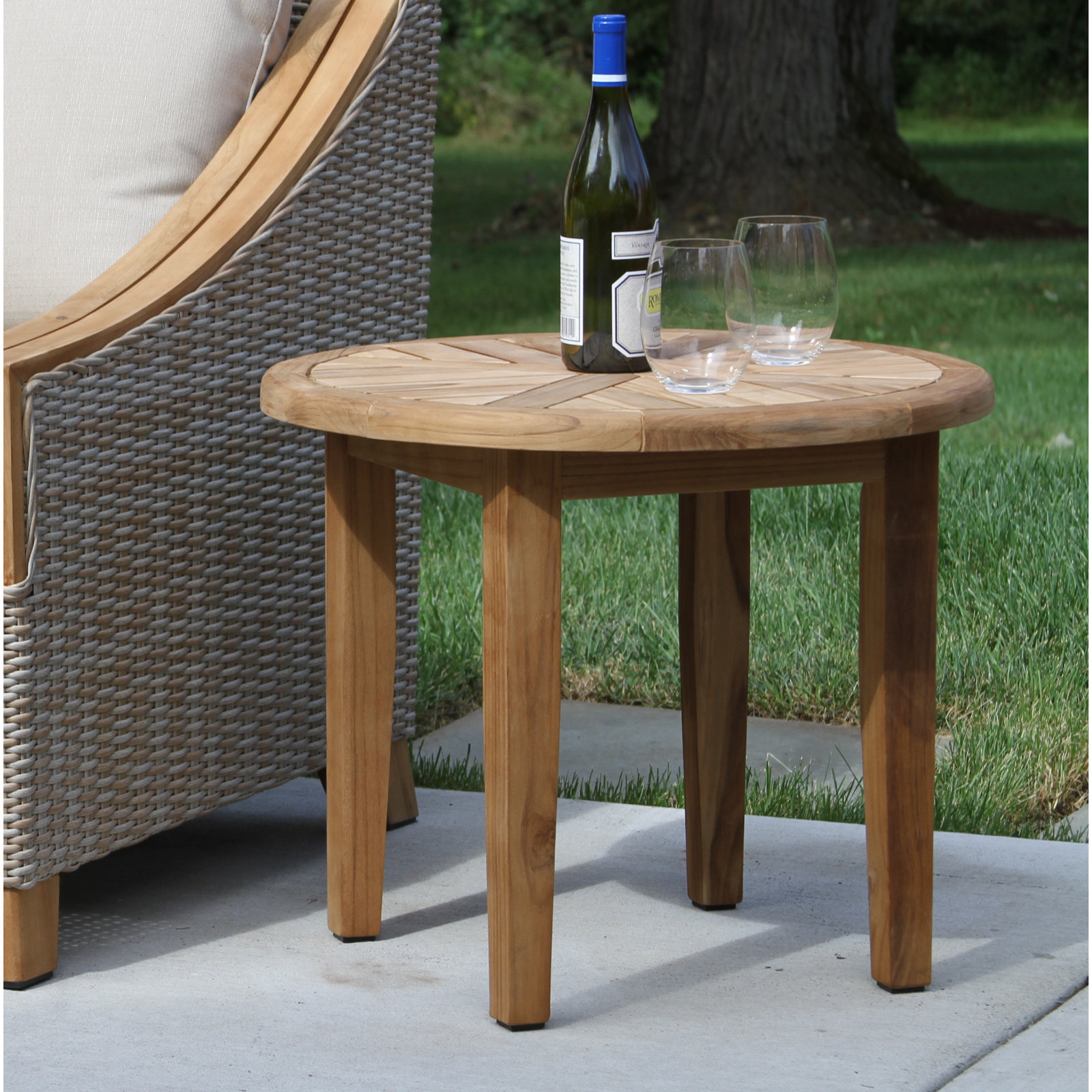 Akiva 24" Teak Patio Side Table