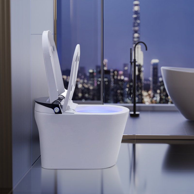 White Elongated Electric Smart Bidet Toilet with Heated Seat and LED Display