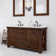 Aberdeen 60 In. Double Sink Blue Limestone Countertop Vanity In Rustic Sierra With Hook Faucets