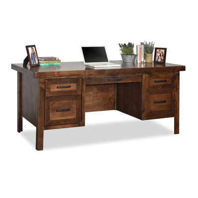 71" Whiskey Desk - No Assembly, Made Of Knotty Alder, Drawers & Keyboard Tray For Office Use 71 Inch Computer