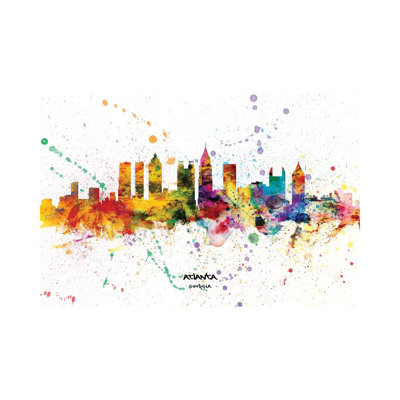 Atlanta Georgia Skyline Splash by Michael Tompsett - 1 Piece Wrapped Canvas Painting