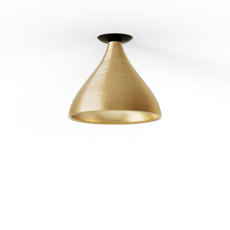 Swell Single Medium Flush Lamp (Brass Exterior, Brass Interior), Brass, Brass