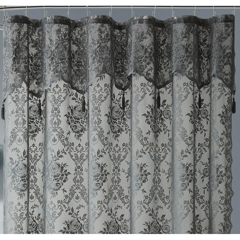 Rideau de douche en dentelle Cherrilyn, H 72 po x l 72 po, Gris