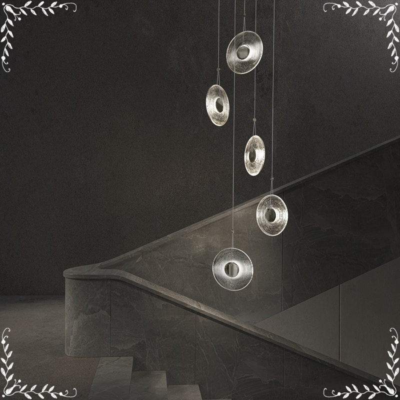 Meclisse 5 - Light LED Pendant, Etched, Chrome