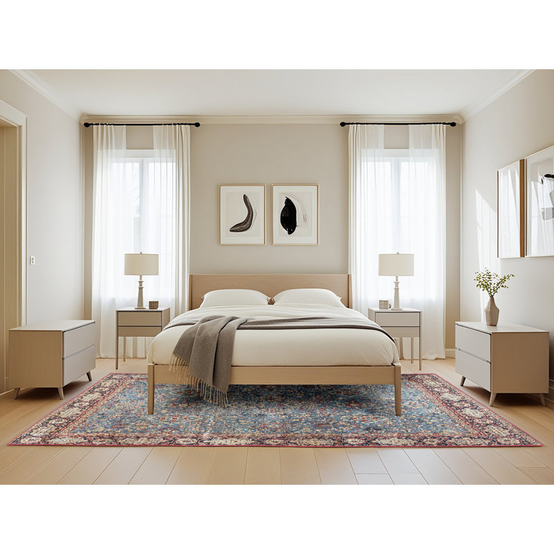 Tapis oriental beige / bleu / brun, Rectangle 5 pi x 8 pi