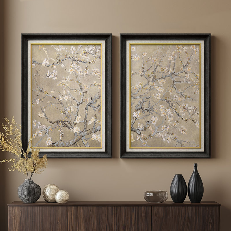 Ensemble de 2 œuvres d'art encadrées de qualité supérieure sur toile de qualité supérieure avec cadre de 26 po x 36 po, Noir