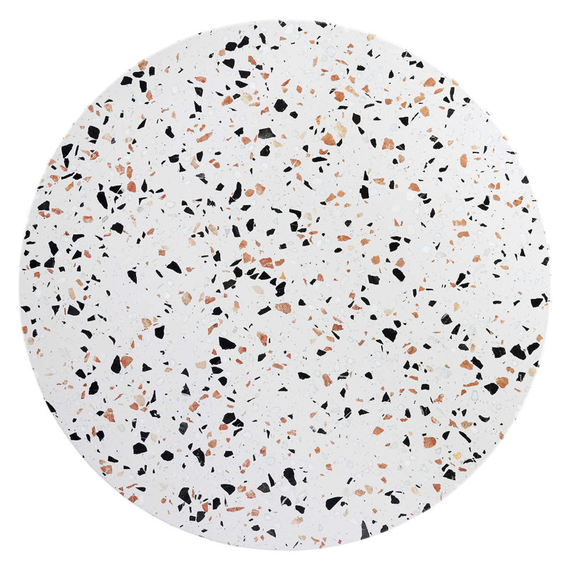 Table basse ronde Lippa Terrazzo par Modway, H 15,5 po x L 35,5 po x l 35,5 po, Or
