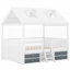 Structure de lit double en bois avec toit et amp; Clôture (aucun sommier requis, support solide)-121834308