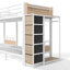 Lit superposé quadruple en métal pour 4 personnes avec tiroirs de rangement, garde-robe et tablettes ouvertes, blanc-17613655