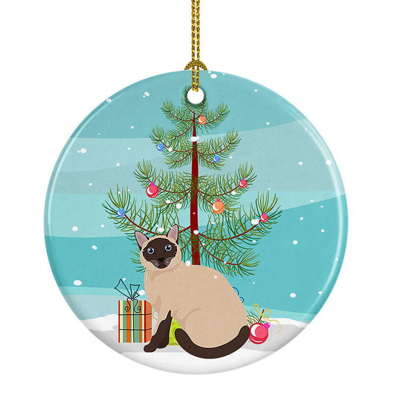 Figurine décorative de chat siamois