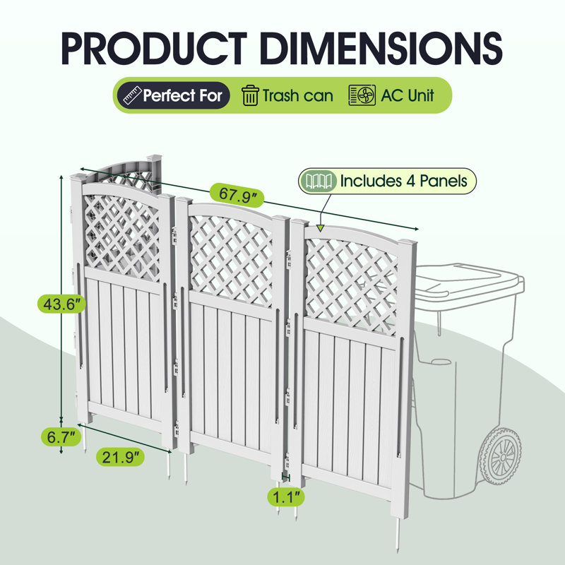 Écran d'intimité extérieur en résine, 4 panneaux de clôture pour patio, Gris