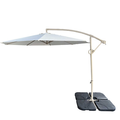 Offset Patio Umbrella With Banana - Shaped Canopy, Smooth Tilt And Crank, Suitable For Pool Backyard Relaxation 10Ft Umbrella, No Plastic Base, Fabric, 8 Heavy Duty Ribs, Easy To Transport Outdoor Use