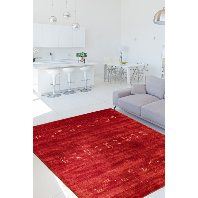 Tapis rouge nouvel âge en laine 4 pi 6 po x 6 pi 4 po One-of-a-Kind