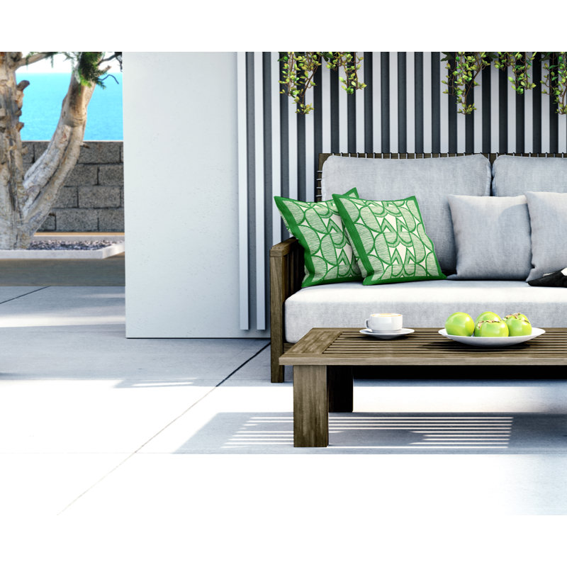 Jeté carré en polyester intérieur / extérieur, L 17 po x H 17 po, Vert
