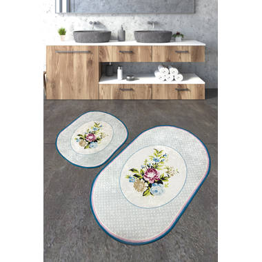 Bless international Floral 2 Piece Bath Rug Set