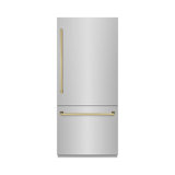 ZLINE Autograph 36 in. Built-In Refrigerator in White Matte w/ Bronze Accents