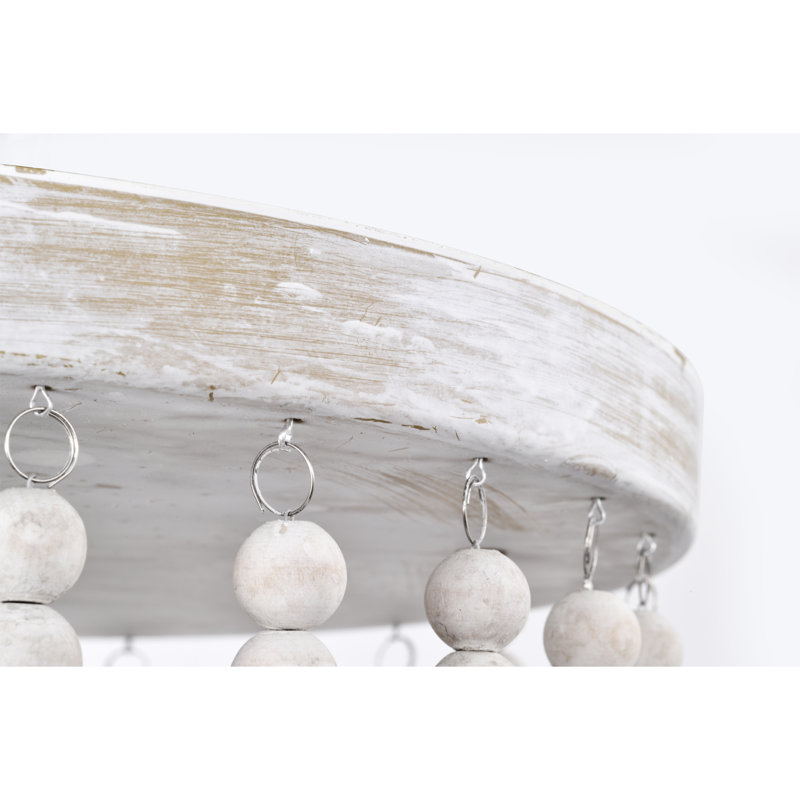 Matte Gold and Weathered White Beaded Bowl Flush Mount Light