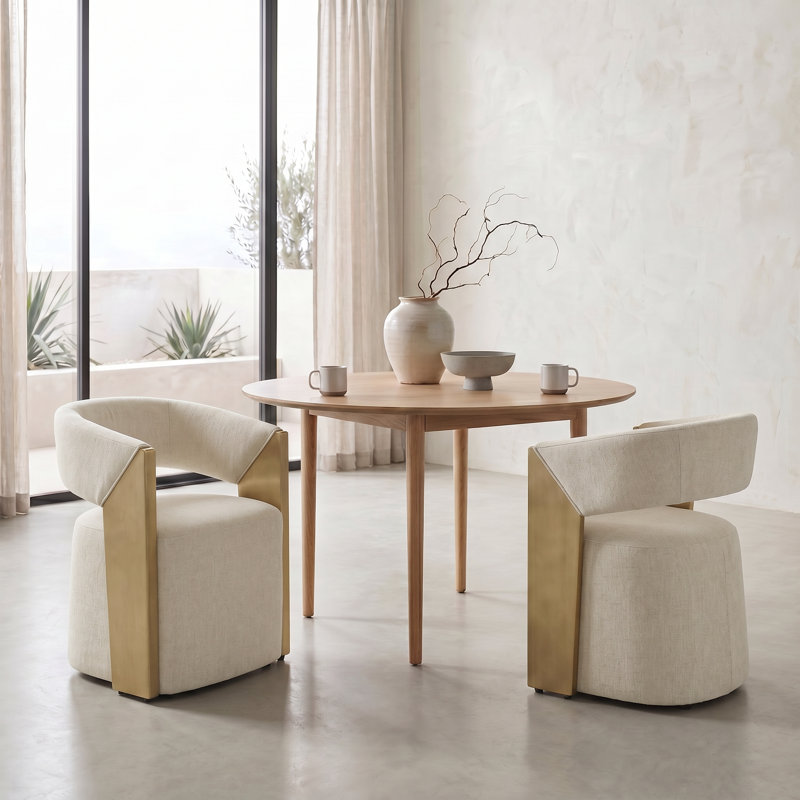 Chaises de salle à manger rembourrées avec roulettes cachées, Lin