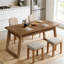 Table de salle à manger rectangulaire en bois massif avec tiroir de rangement | Idée de cadeau