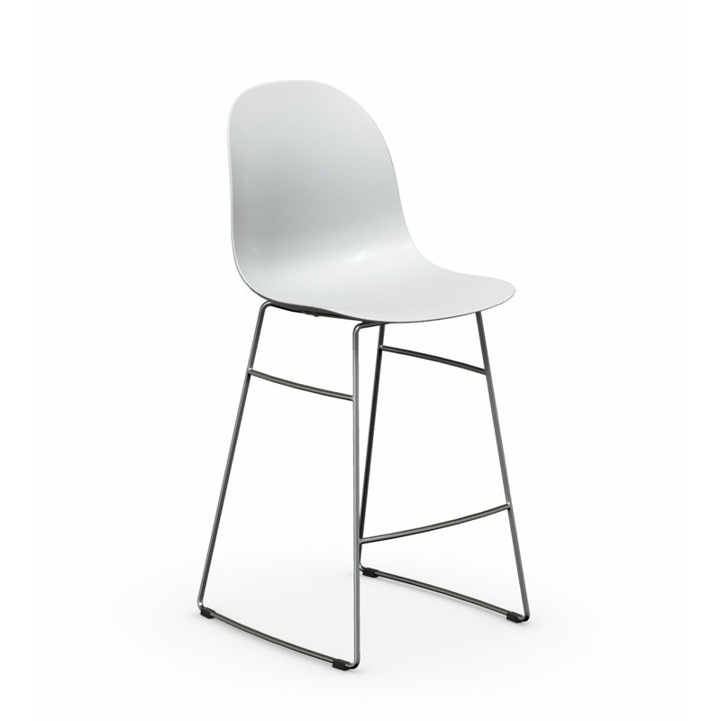 Academy Counter Stool with Chromed Frame, Matte Optic White, Counter Stool (25.59" Seat Height)