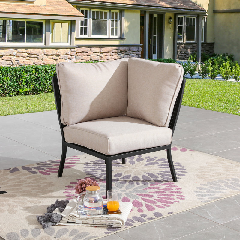Torpoint Powder Coated Steel Outdoor Lounge Chair with Cushions