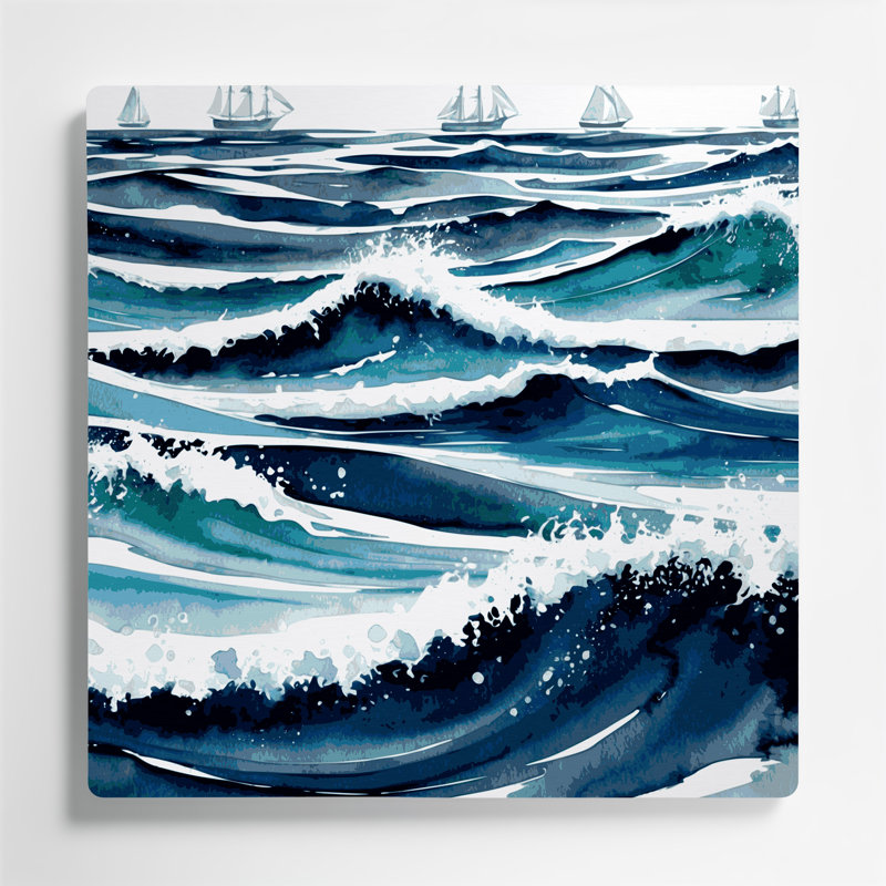 Art mural bleu nautique bleu nautique, H 16 po x l 16 po