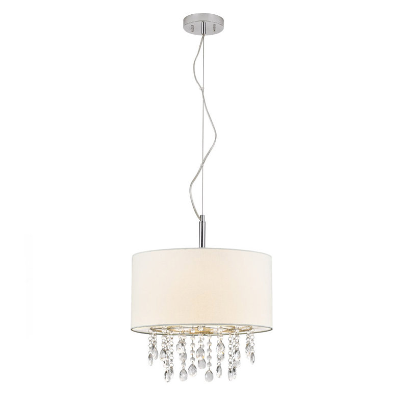 Bixby 3 - Light Fabric Drum Chandelier, White