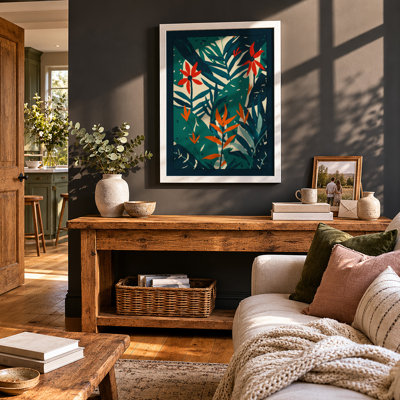 Teal Garden Botanical - Framed Print
