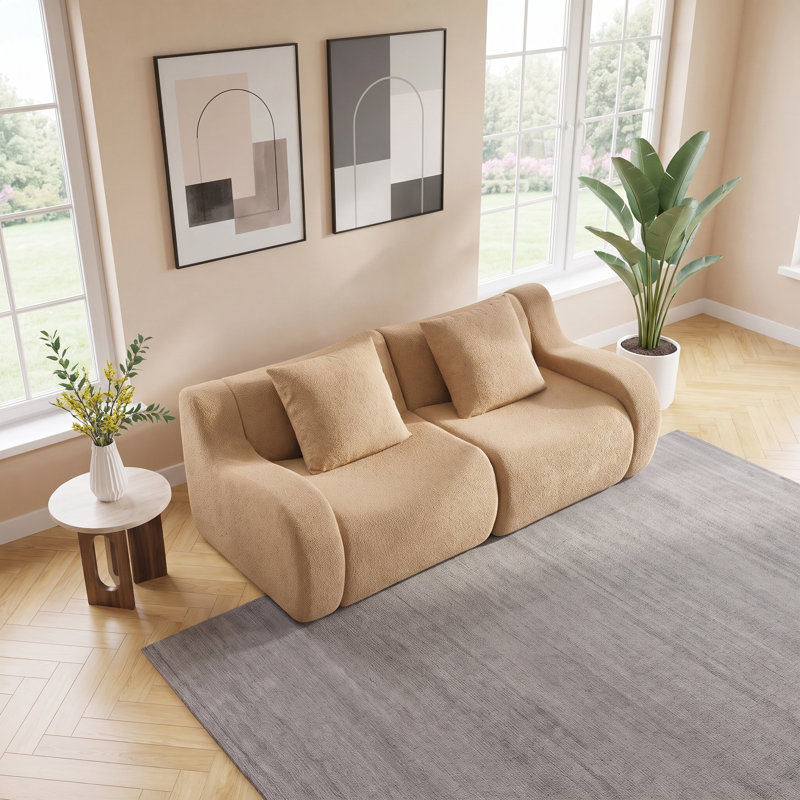 Canapé désossé modulaire sans assemblage requis Design antidérapant pour le salon et la chambre à coucher, Camel