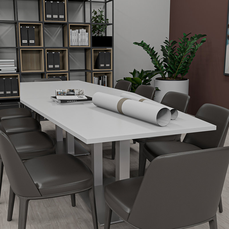 Table de conférence hexagonale avec alimentation et données, L 120 po x l 48 po, Gris clair, Argent argent