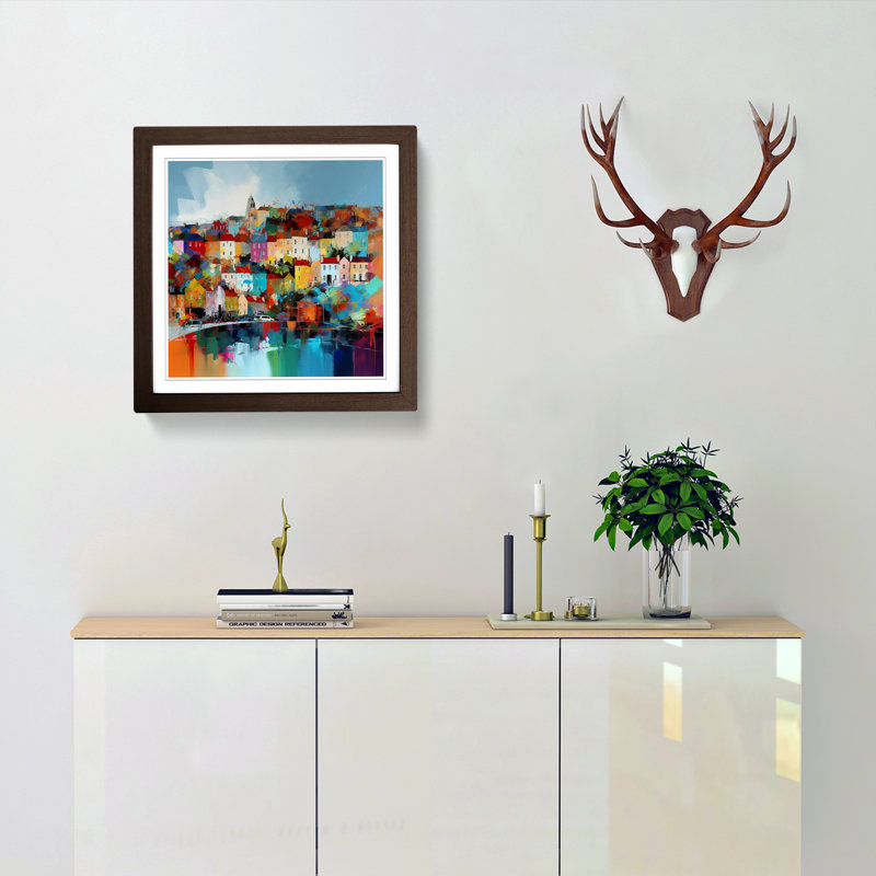 City Of Bristol Abstract Art - Single Picture Frame Print on Wood, Walnut