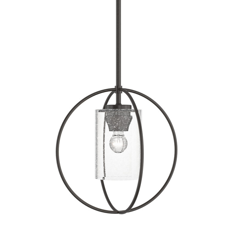 Interlude 1 - Light Unique/Statement Globe Pendant, Seeded Clear, Oil Rubbed Bronze