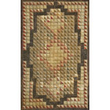 Antique Geometric Medallion Wool &amp; Cotton Hooked - Loop Pile Multicolor Jewel Tones 1925 Rug