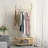 Modern Golden Metal Bracket - Elegant Storage Hanger with Rollers and Storage Baskets