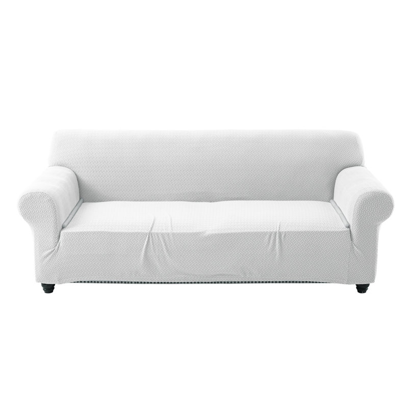 Luxury Reversible Spandex Loveseat Jacquard Pattern Stretchable Slipcover , 1 Seater (179cm H x 165cm W x 7cm D), Silver 