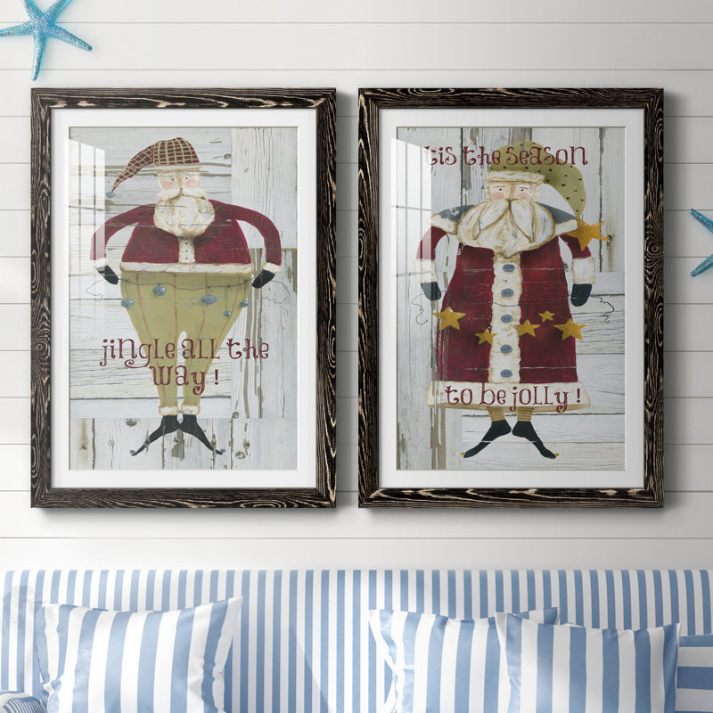 Jingle Santa - ensemble de 2 reproductions, Blanc, H 31,5 po x l 47 po x P 1,5 po, H 31,5 po x l 47 po x P 1,5 po