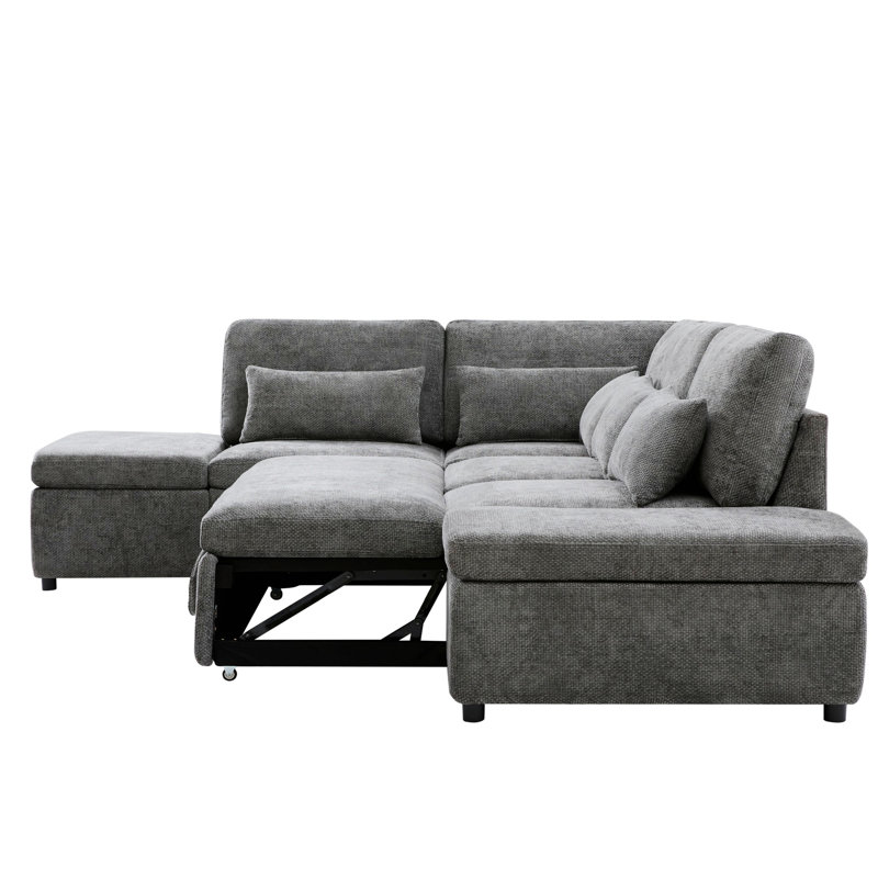 Canapé modulaire, canapé en L avec repose-pieds de rangement pour le salon, Gris