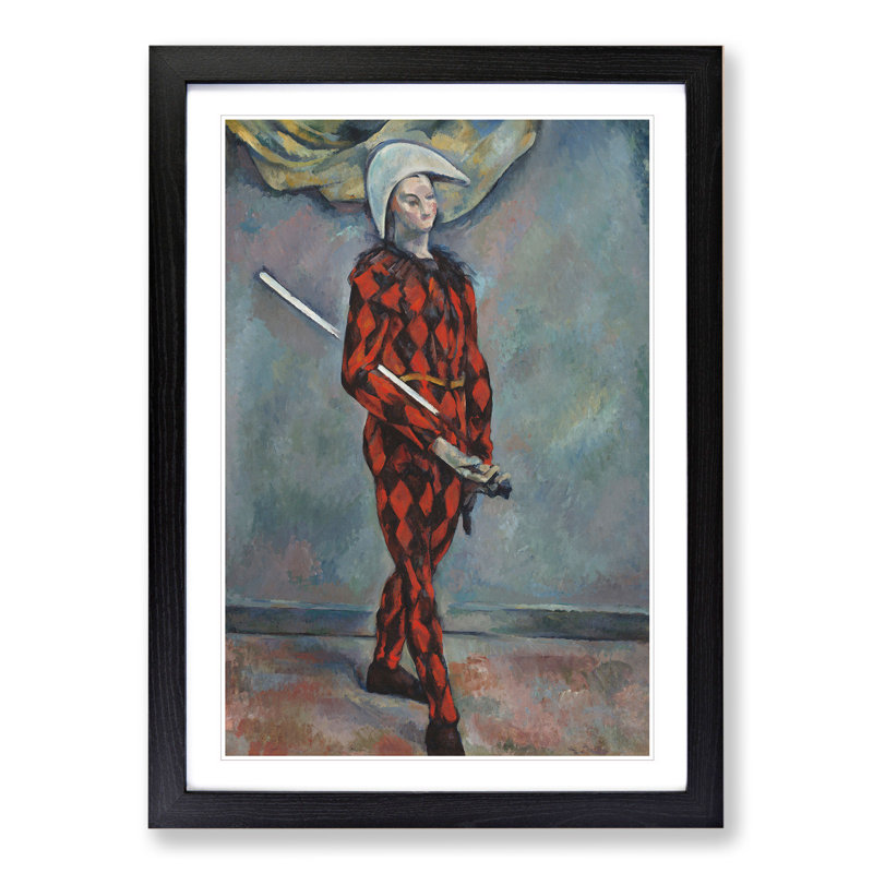 Harlequin by Paul Cezanne - Picture Frame Painting, Black Framed, 36cm H x 27cm W x 2cm D