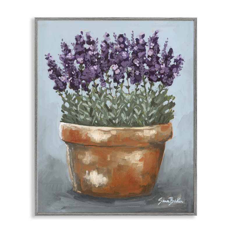 Giclée d'herbes de lavande en pot, design par Sara Baker, H 14 po x l 11 po, Estampe numérique Farmhouse