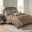 Ensemble de courtepointe pour lit double / grand 6 pièces avec coussins décoratifs en jacquard brun et or pour un look riche-122455449
